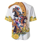 Melbourne Cup Australia Baseball Jersey Horse Racing Horseshoe Mix Yellow Roses LT14