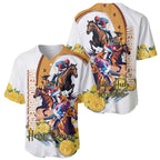 Melbourne Cup Australia Baseball Jersey Horse Racing Horseshoe Mix Yellow Roses LT14