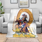 Melbourne Cup Australia Blanket Horse Racing Horseshoe Mix Yellow Roses LT14