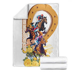 Melbourne Cup Australia Blanket Horse Racing Horseshoe Mix Yellow Roses LT14