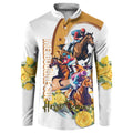 Melbourne Cup Australia Button Sweatshirt Horse Racing Horseshoe Mix Yellow Roses LT14
