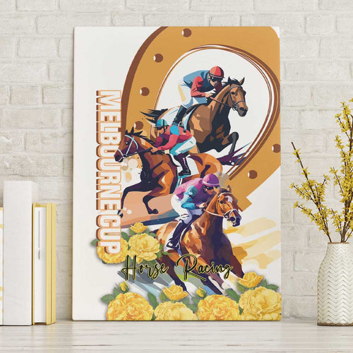 Melbourne Cup Australia Canvas Wall Art Horse Racing Horseshoe Mix Yellow Roses LT14