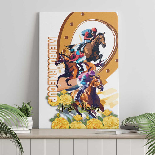 Melbourne Cup Australia Canvas Wall Art Horse Racing Horseshoe Mix Yellow Roses LT14