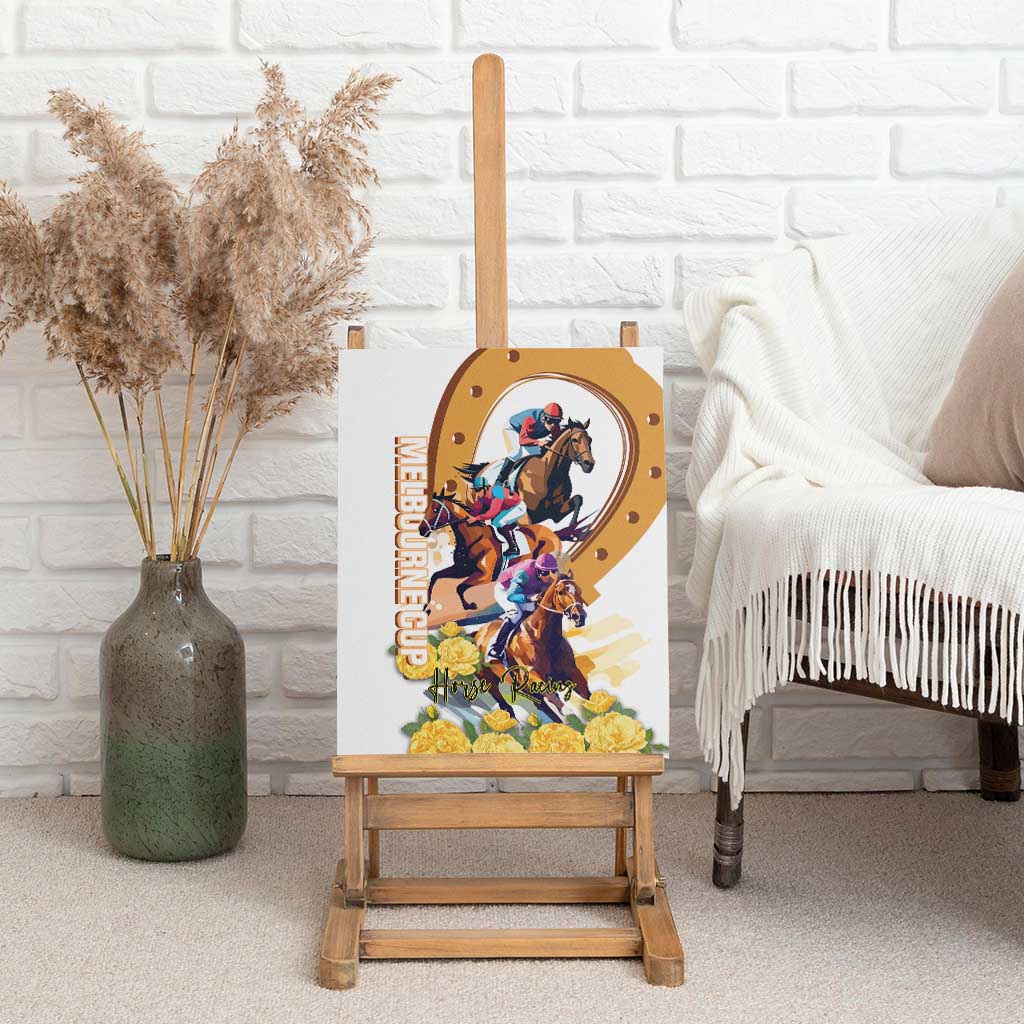 Melbourne Cup Australia Canvas Wall Art Horse Racing Horseshoe Mix Yellow Roses LT14