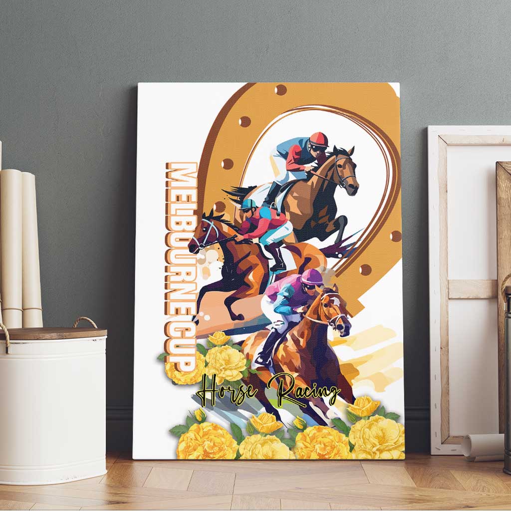 Melbourne Cup Australia Canvas Wall Art Horse Racing Horseshoe Mix Yellow Roses LT14
