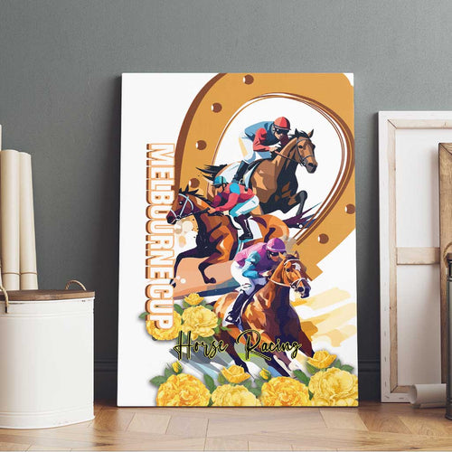 Melbourne Cup Australia Canvas Wall Art Horse Racing Horseshoe Mix Yellow Roses LT14