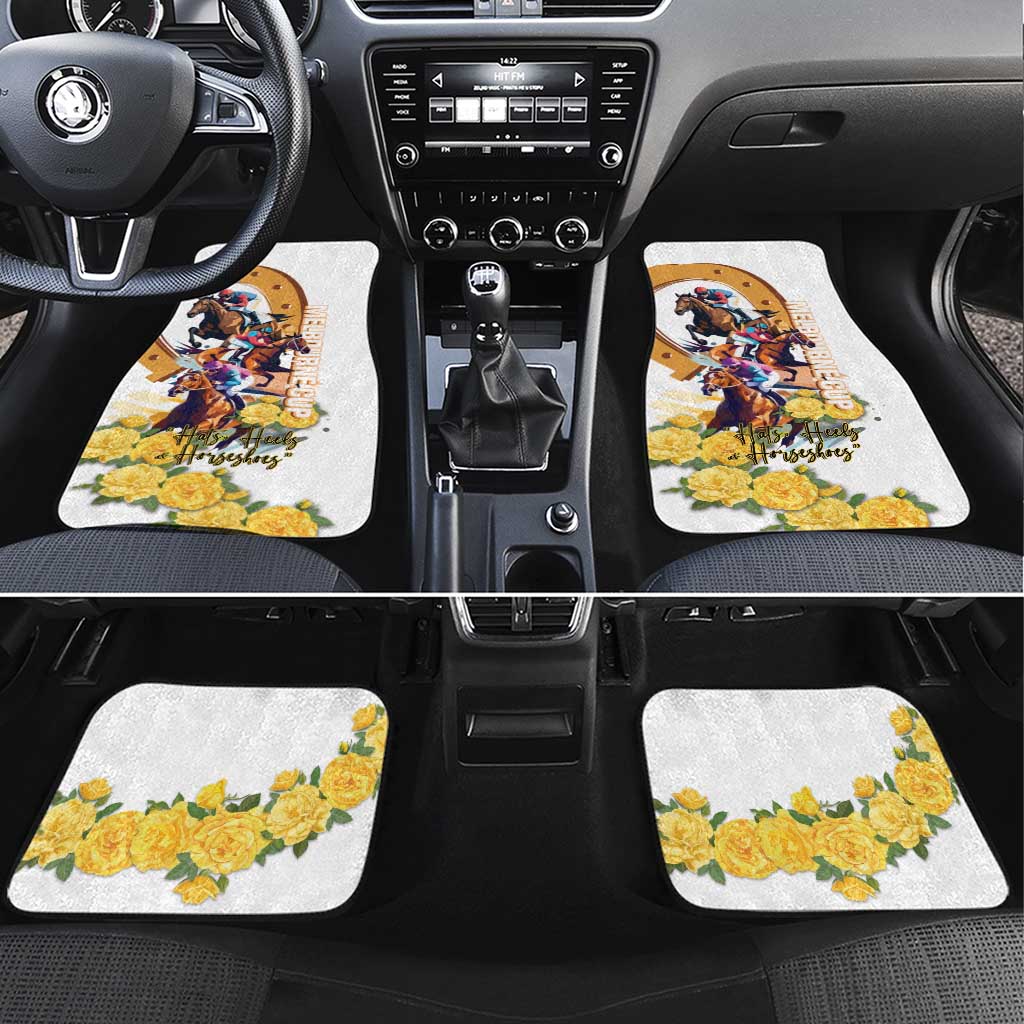 Melbourne Cup Australia Car Mats Horse Racing Horseshoe Mix Yellow Roses LT14