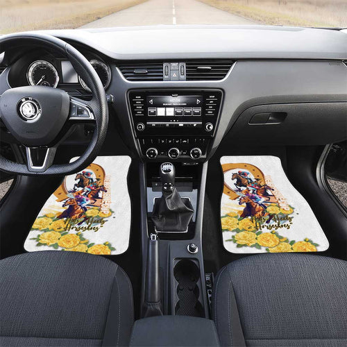 Melbourne Cup Australia Car Mats Horse Racing Horseshoe Mix Yellow Roses LT14
