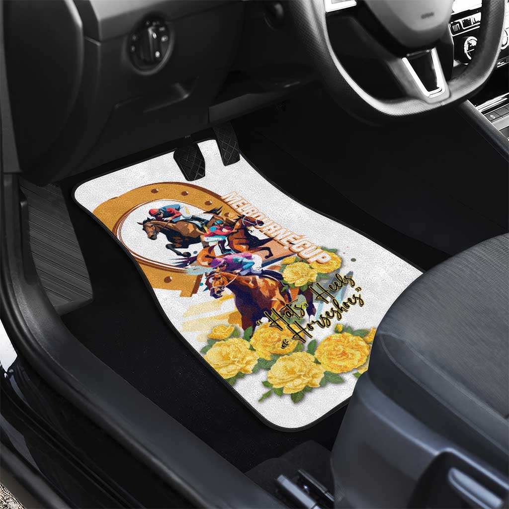 Melbourne Cup Australia Car Mats Horse Racing Horseshoe Mix Yellow Roses LT14