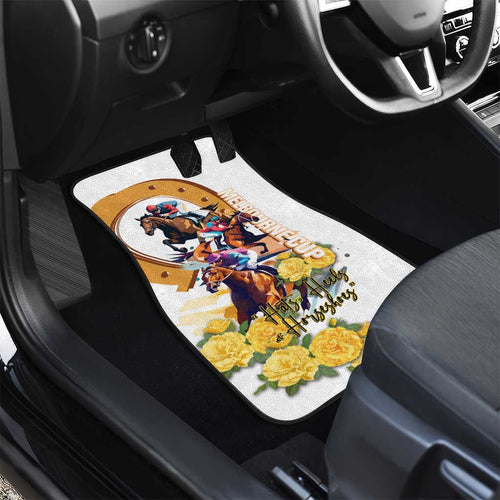 Melbourne Cup Australia Car Mats Horse Racing Horseshoe Mix Yellow Roses LT14