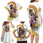 Melbourne Cup Australia Family Matching Long Sleeve Bodycon Dress and Hawaiian Shirt Horse Racing Horseshoe Mix Yellow Roses LT14