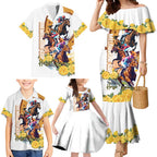 Melbourne Cup Australia Family Matching Mermaid Dress and Hawaiian Shirt Horse Racing Horseshoe Mix Yellow Roses LT14