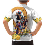 Melbourne Cup Australia Family Matching Mermaid Dress and Hawaiian Shirt Horse Racing Horseshoe Mix Yellow Roses LT14