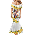 Melbourne Cup Australia Family Matching Mermaid Dress and Hawaiian Shirt Horse Racing Horseshoe Mix Yellow Roses LT14