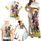 Melbourne Cup Australia Family Matching Off Shoulder Maxi Dress and Hawaiian Shirt Horse Racing Horseshoe Mix Yellow Roses LT14