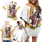 Melbourne Cup Australia Family Matching Off Shoulder Short Dress and Hawaiian Shirt Horse Racing Horseshoe Mix Yellow Roses LT14