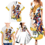 Melbourne Cup Australia Family Matching Summer Maxi Dress and Hawaiian Shirt Horse Racing Horseshoe Mix Yellow Roses LT14