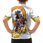 Melbourne Cup Australia Family Matching Summer Maxi Dress and Hawaiian Shirt Horse Racing Horseshoe Mix Yellow Roses LT14