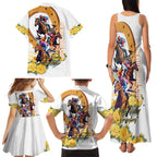 Melbourne Cup Australia Family Matching Tank Maxi Dress and Hawaiian Shirt Horse Racing Horseshoe Mix Yellow Roses LT14
