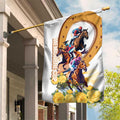 Melbourne Cup Australia Garden Flag Horse Racing Horseshoe Mix Yellow Roses LT14