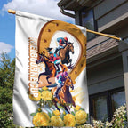 Melbourne Cup Australia Garden Flag Horse Racing Horseshoe Mix Yellow Roses LT14