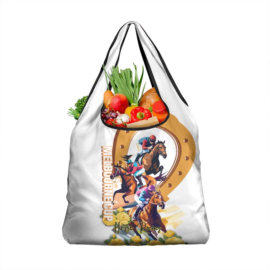 Melbourne Cup Australia Grocery Bag Horse Racing Horseshoe Mix Yellow Roses LT14