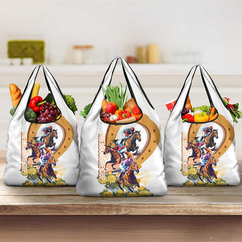 Melbourne Cup Australia Grocery Bag Horse Racing Horseshoe Mix Yellow Roses LT14