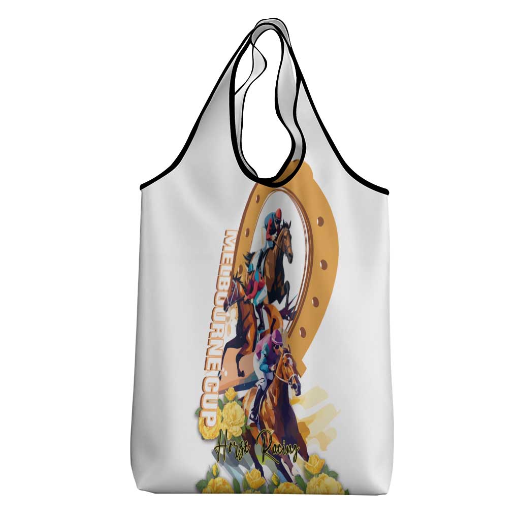 Melbourne Cup Australia Grocery Bag Horse Racing Horseshoe Mix Yellow Roses LT14