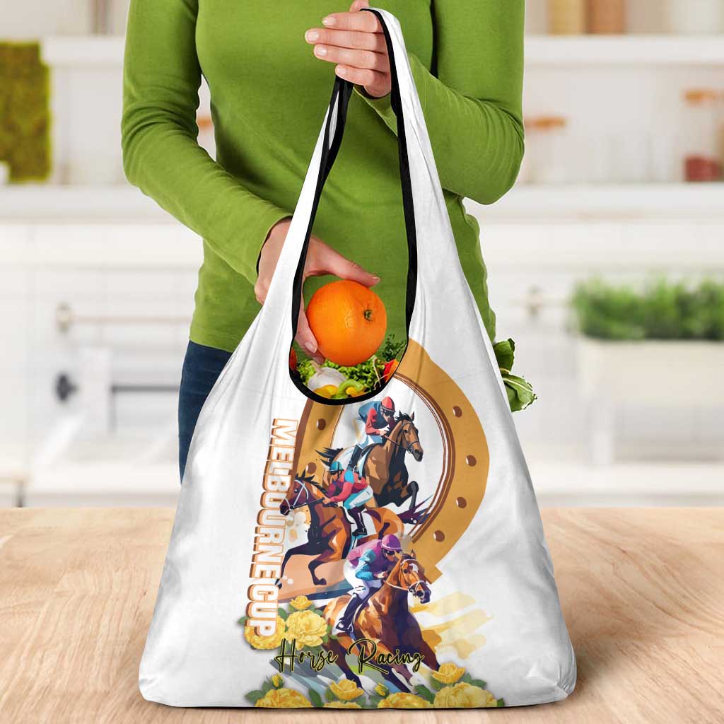 Melbourne Cup Australia Grocery Bag Horse Racing Horseshoe Mix Yellow Roses LT14
