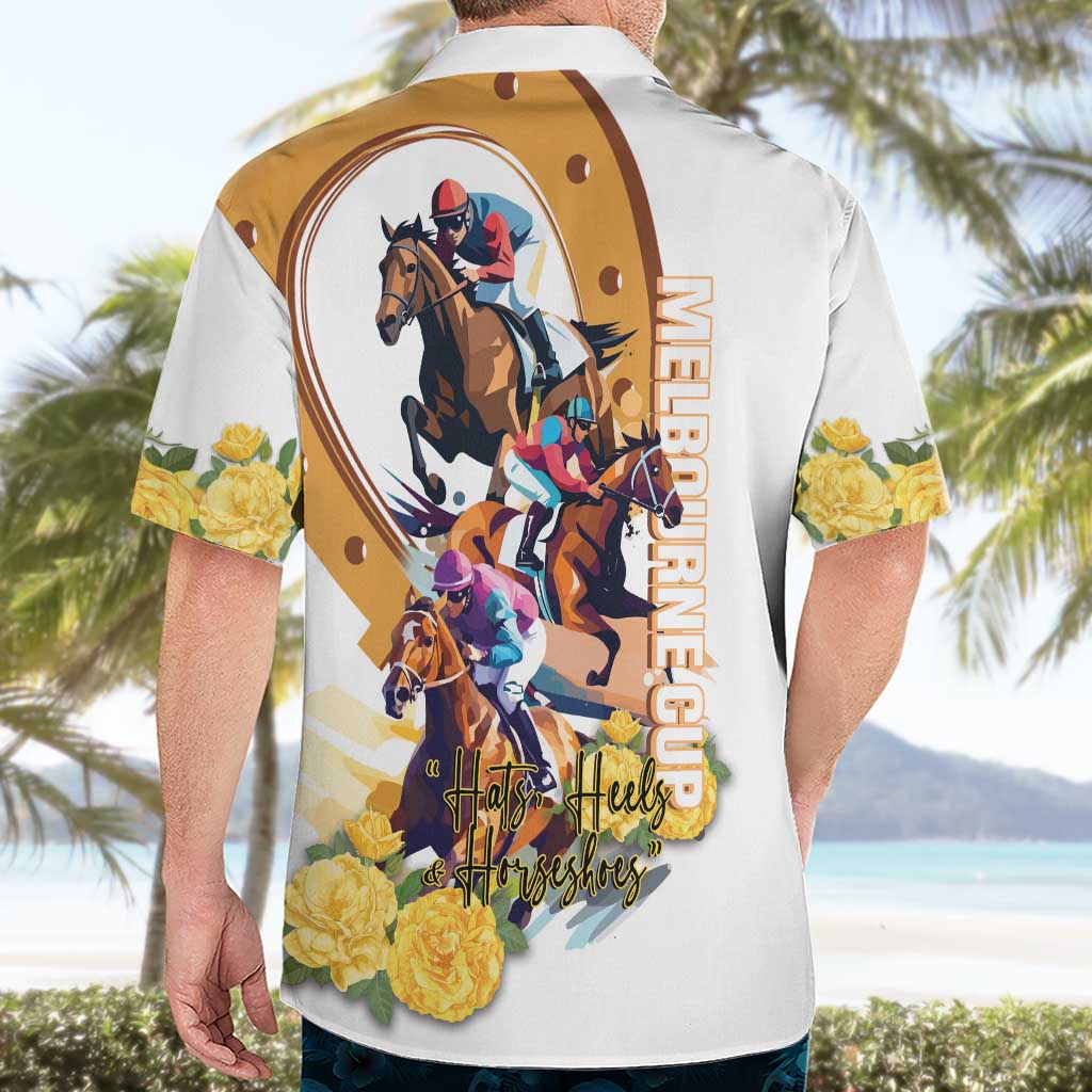 Melbourne Cup Australia Hawaiian Shirt Horse Racing Horseshoe Mix Yellow Roses LT14