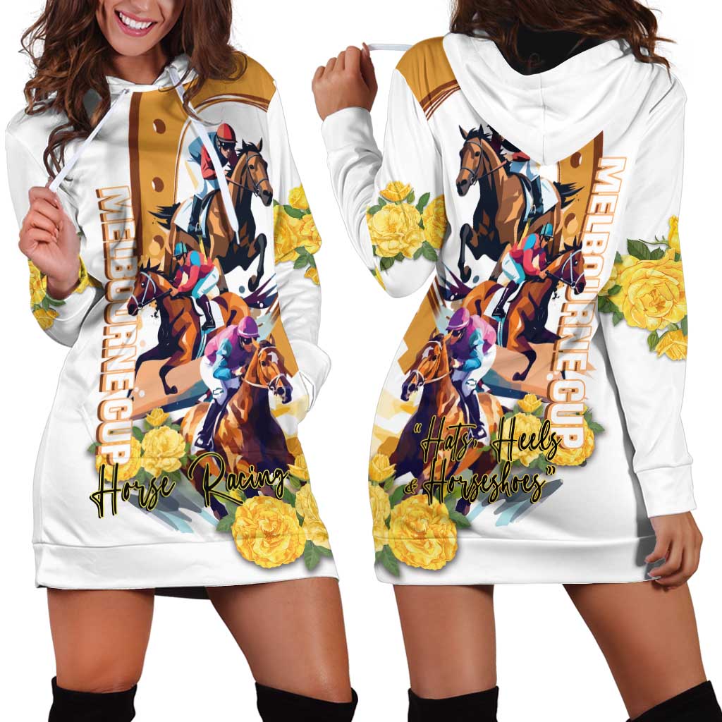 Melbourne Cup Australia Hoodie Dress Horse Racing Horseshoe Mix Yellow Roses LT14