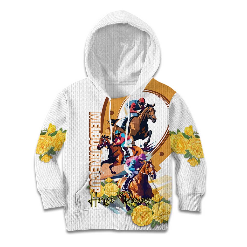 Melbourne Cup Australia Kid Hoodie Horse Racing Horseshoe Mix Yellow Roses LT14