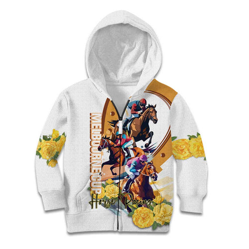 Melbourne Cup Australia Kid Hoodie Horse Racing Horseshoe Mix Yellow Roses LT14