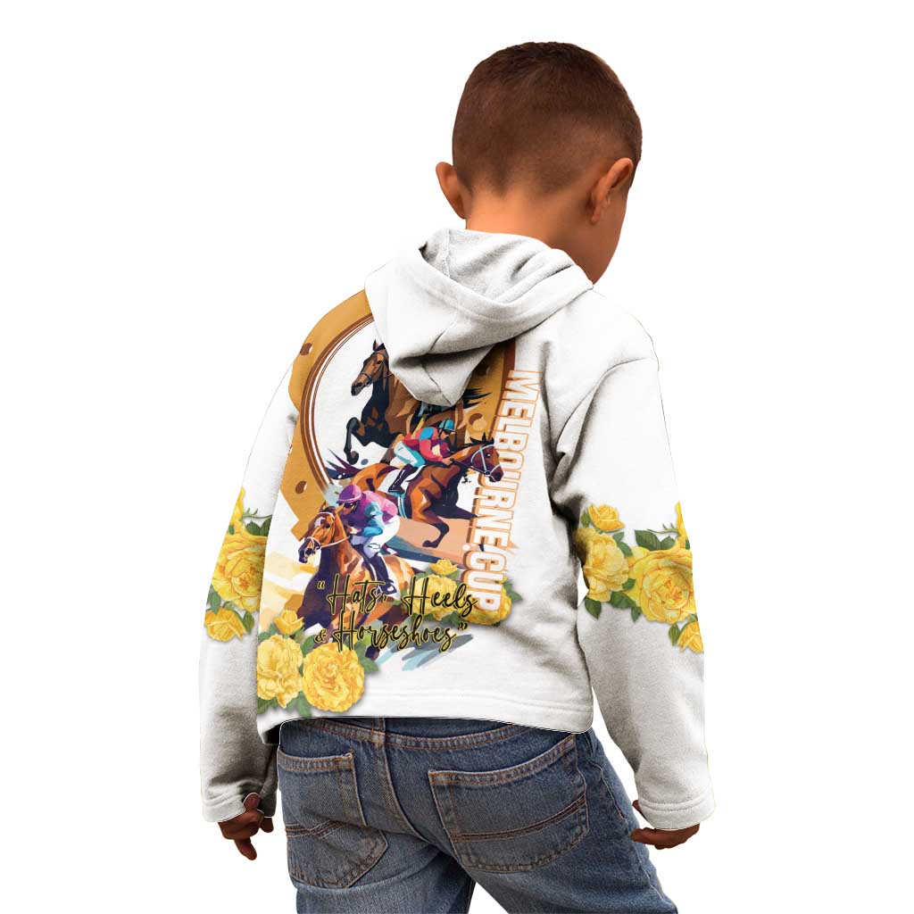 Melbourne Cup Australia Kid Hoodie Horse Racing Horseshoe Mix Yellow Roses LT14