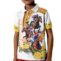 Melbourne Cup Australia Kid Polo Shirt Horse Racing Horseshoe Mix Yellow Roses LT14