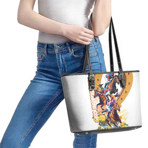 Melbourne Cup Australia Leather Tote Bag Horse Racing Horseshoe Mix Yellow Roses LT14