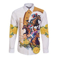 Melbourne Cup Australia Long Sleeve Button Shirt Horse Racing Horseshoe Mix Yellow Roses LT14