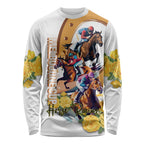 Melbourne Cup Australia Long Sleeve Shirt Horse Racing Horseshoe Mix Yellow Roses LT14