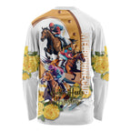 Melbourne Cup Australia Long Sleeve Shirt Horse Racing Horseshoe Mix Yellow Roses LT14