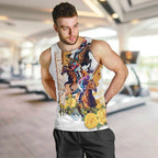 Melbourne Cup Australia Men Tank Top Horse Racing Horseshoe Mix Yellow Roses LT14