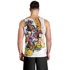 Melbourne Cup Australia Men Tank Top Horse Racing Horseshoe Mix Yellow Roses LT14