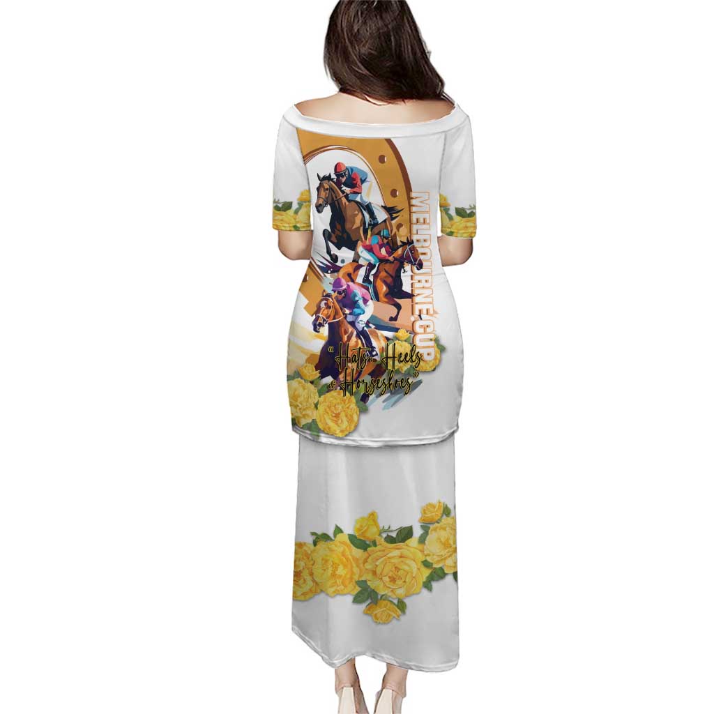 Melbourne Cup Australia Puletasi Horse Racing Horseshoe Mix Yellow Roses LT14
