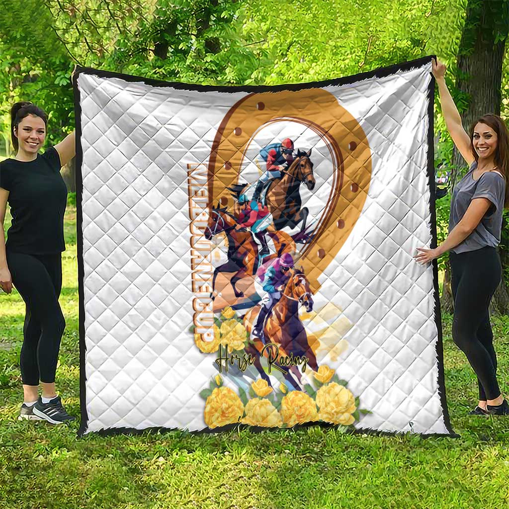 Melbourne Cup Australia Quilt Horse Racing Horseshoe Mix Yellow Roses LT14
