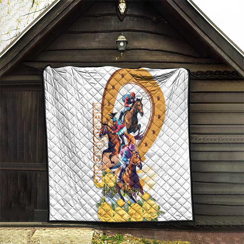 Melbourne Cup Australia Quilt Horse Racing Horseshoe Mix Yellow Roses LT14