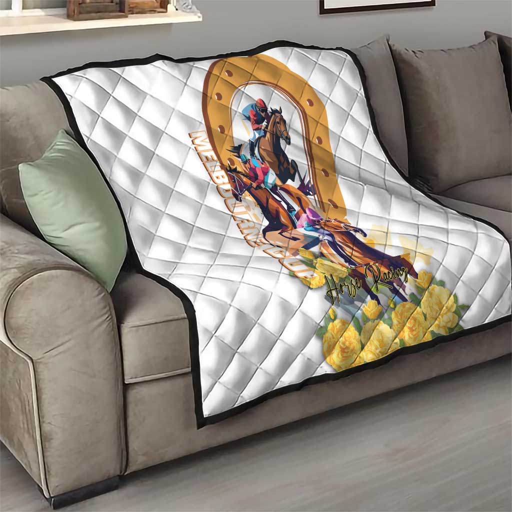 Melbourne Cup Australia Quilt Horse Racing Horseshoe Mix Yellow Roses LT14
