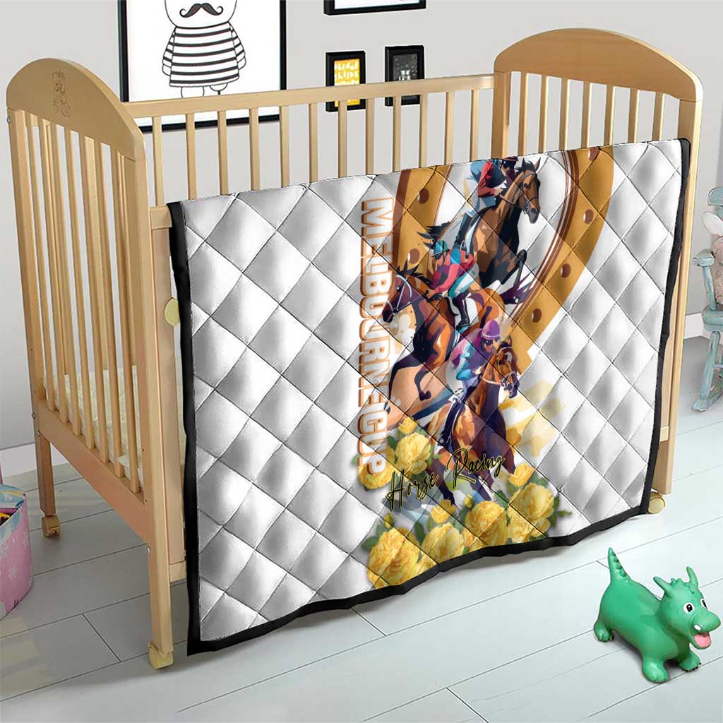 Melbourne Cup Australia Quilt Horse Racing Horseshoe Mix Yellow Roses LT14