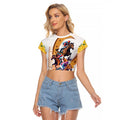 Melbourne Cup Australia Raglan Cropped T Shirt Horse Racing Horseshoe Mix Yellow Roses LT14