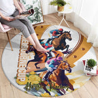 Melbourne Cup Australia Round Carpet Horse Racing Horseshoe Mix Yellow Roses LT14