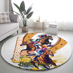 Melbourne Cup Australia Round Carpet Horse Racing Horseshoe Mix Yellow Roses LT14