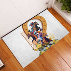 Melbourne Cup Australia Rubber Doormat Horse Racing Horseshoe Mix Yellow Roses LT14
